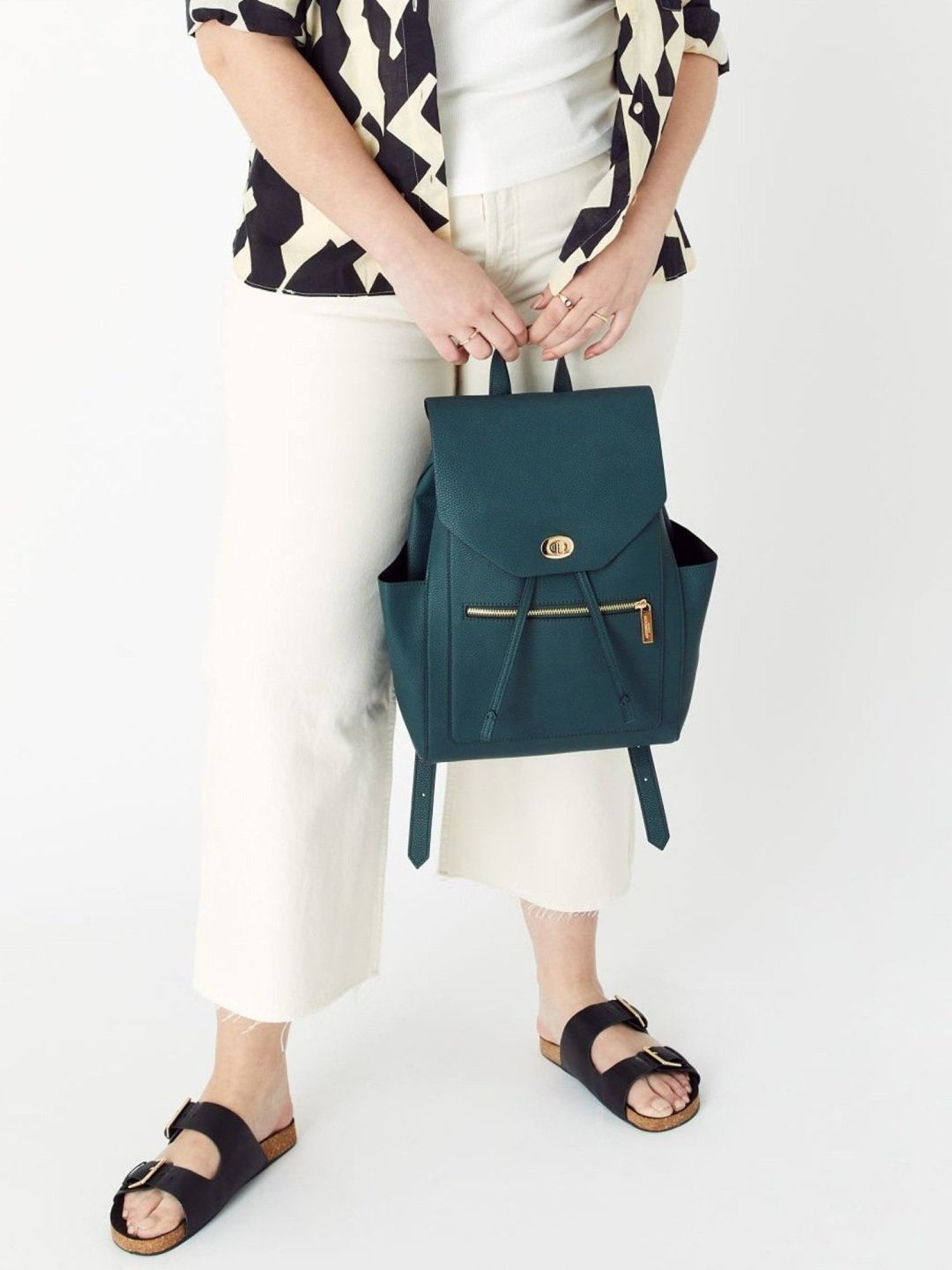 Accessorize London Red Leather Medium Backpack