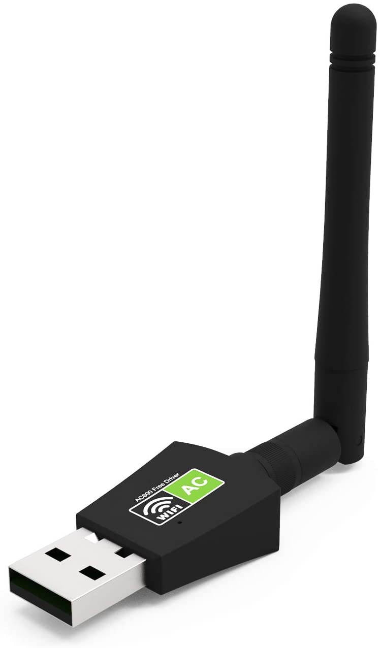AC600 USB WiFi Adapter for Laptop Desktop PC, 600M Dual Band Wireless Network Adapter with 2.4GHz/5.8GHz High Gain Antenna, Support Windows 10/8/7/XP/Vista, Mac OS 10.9-10.13 and Linux