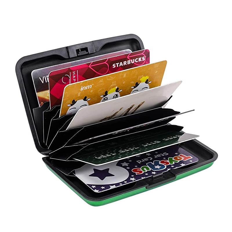 RFID Blocking Credit Card Protector Aluminum ID Case Hard Shell Business Card Holders Metal Wallet for Men or Women green