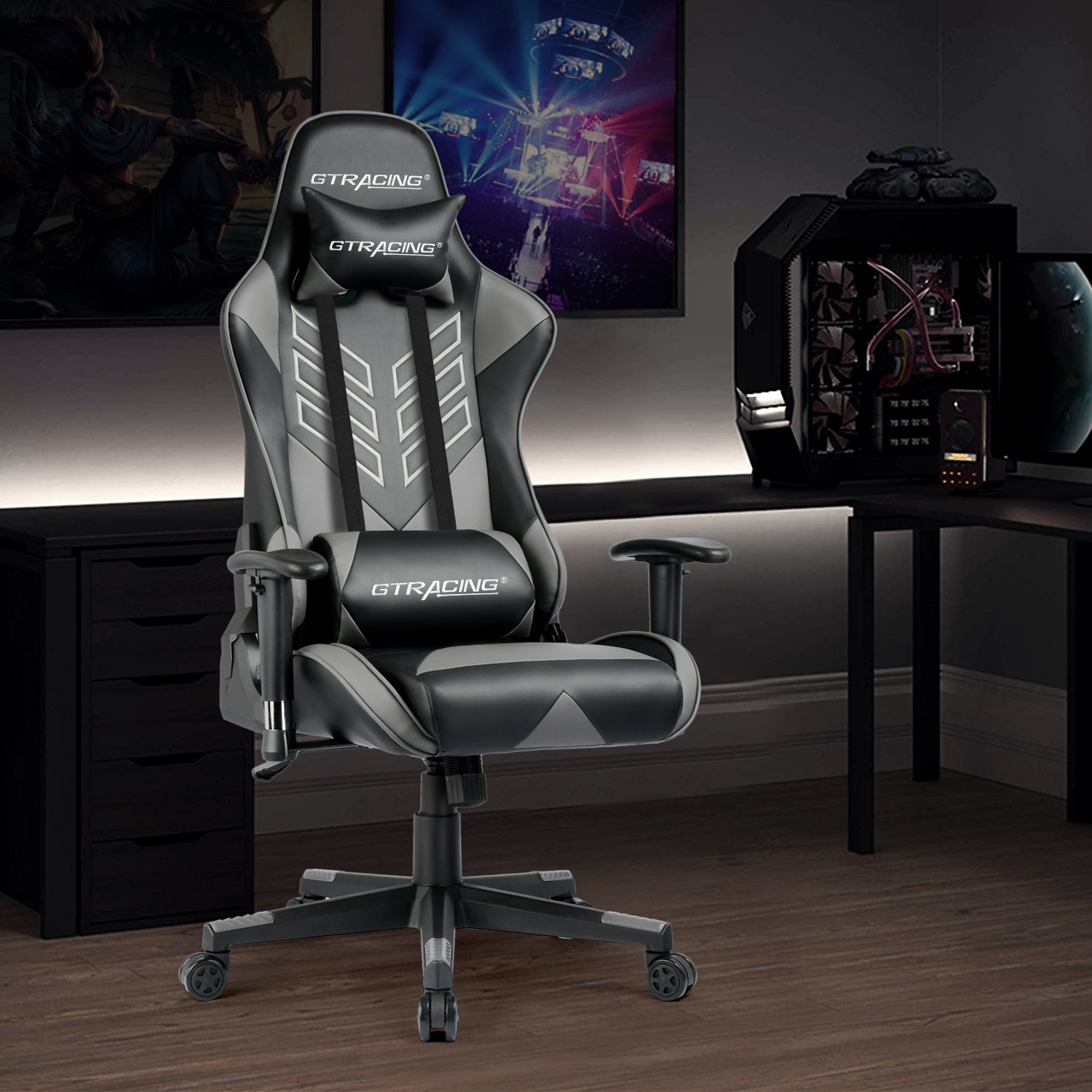 GTRACING Executive High-Back Gaming Chair Computer Office Chair PU Leather Swivel Chair Racing Chair