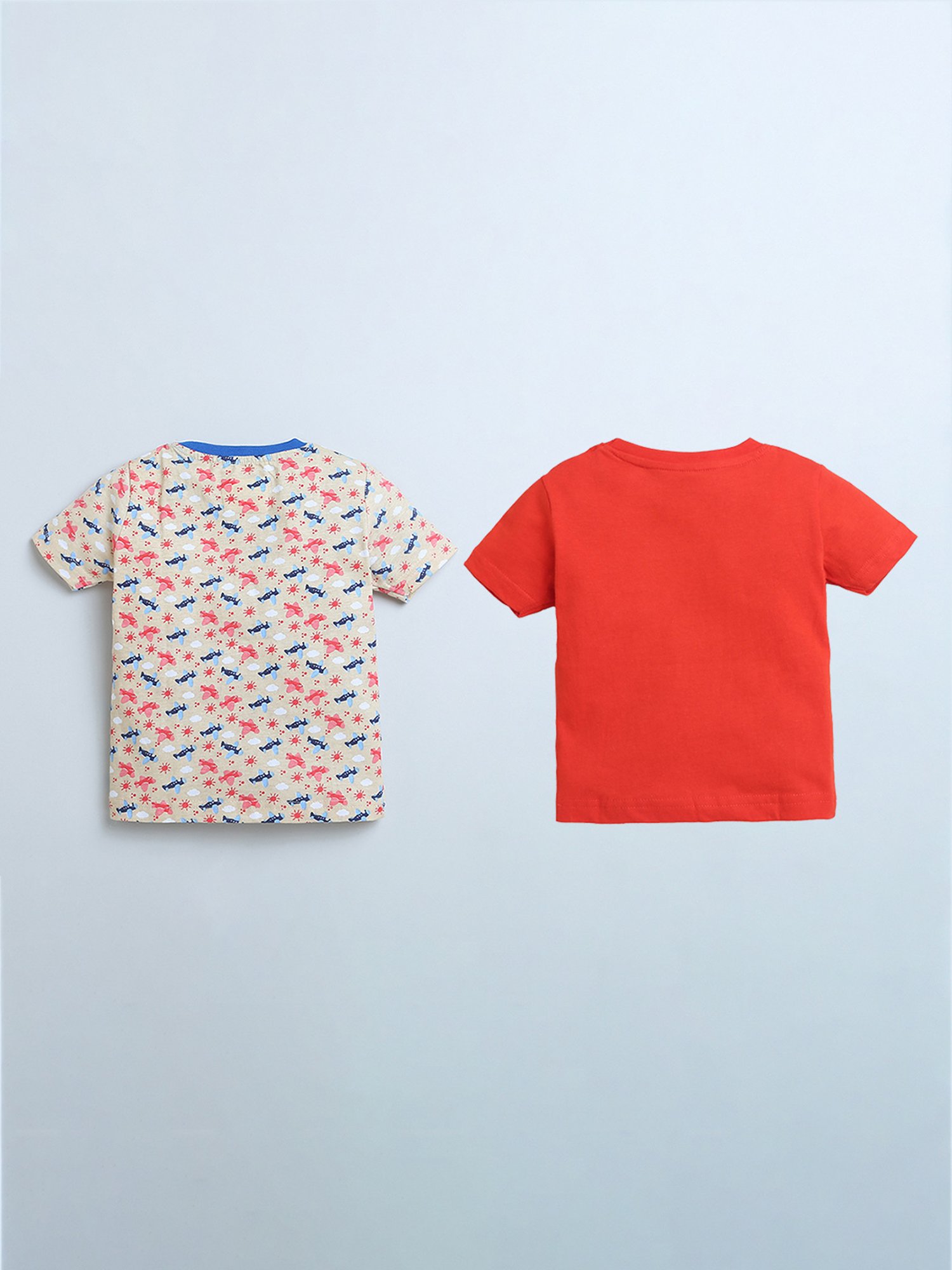 Bumzee Kids Beige & Red Shimmer T-Shirt (Pack Of 2)