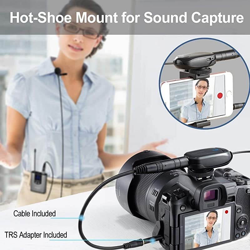 Wireless Headset Lavalier Microphone System  Dual Wireless Lapel Mic for iPhone DSLR Camera PA Speaker YouTube Podcast Video Recording Conference Vlogging Church Interview Teaching