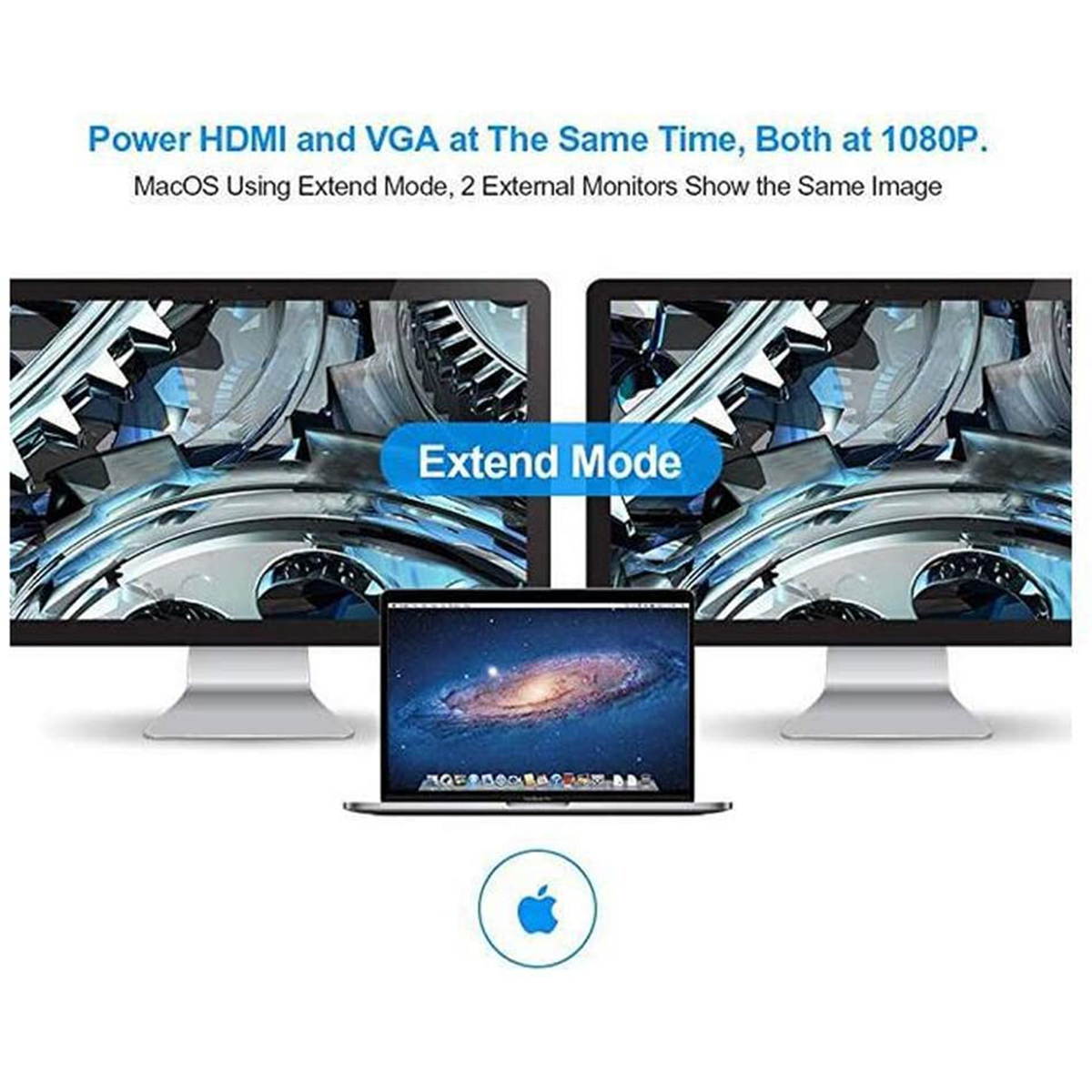 USB C Hub, 10 in 1 Multiport Adapter, 4K HDMI, VGA, Gigabit Ethernet RJ45, Type C PD, USB 3.0 Ports, SD/TF Card Reader for MacBook Pro, XPS 15, Surface Go, Laptops