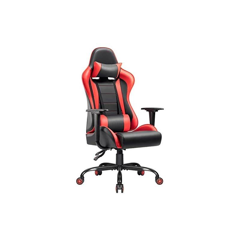 Gaming Chair High-Back PU Leather Racing Chair Ergonomic Computer Desk Executive Home Office Chair with Headrest and Lumbar Support (Blue)