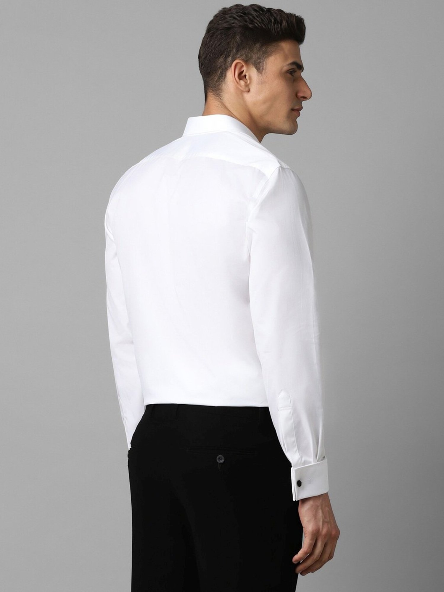 Louis Philippe White Regular Fit Self Pattern Shirt