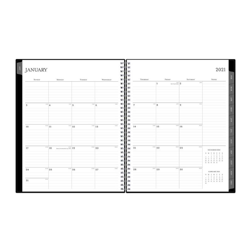 2021 Vertical Appointment Planner 8.5" x 11" Plastic Cover Weekly/Monthly Wirebound Black - Blue Sky