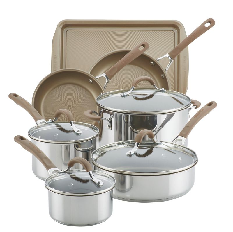 Circulon Innovatum 10pc Hard-Anodized Nonstick Cookware Set + Bonus Cookie Pan Champagne