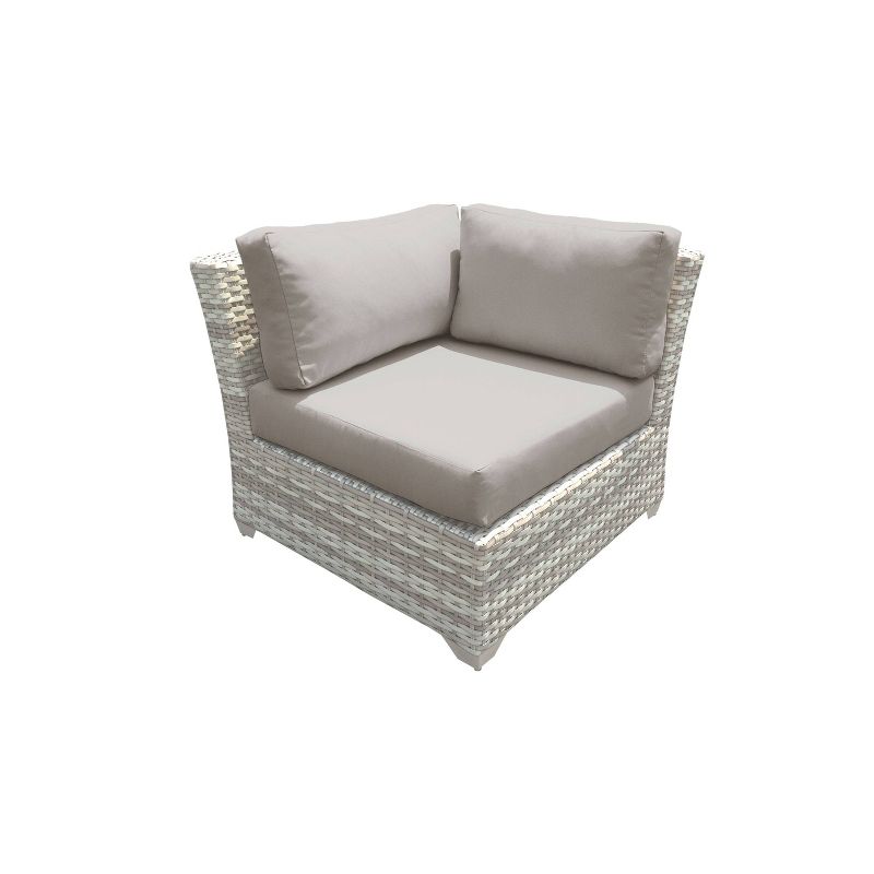 Nolin 7pc Sectional Weathered Brown Frame Sunbrella Spectrum Denim Fabric - La-Z-Boy