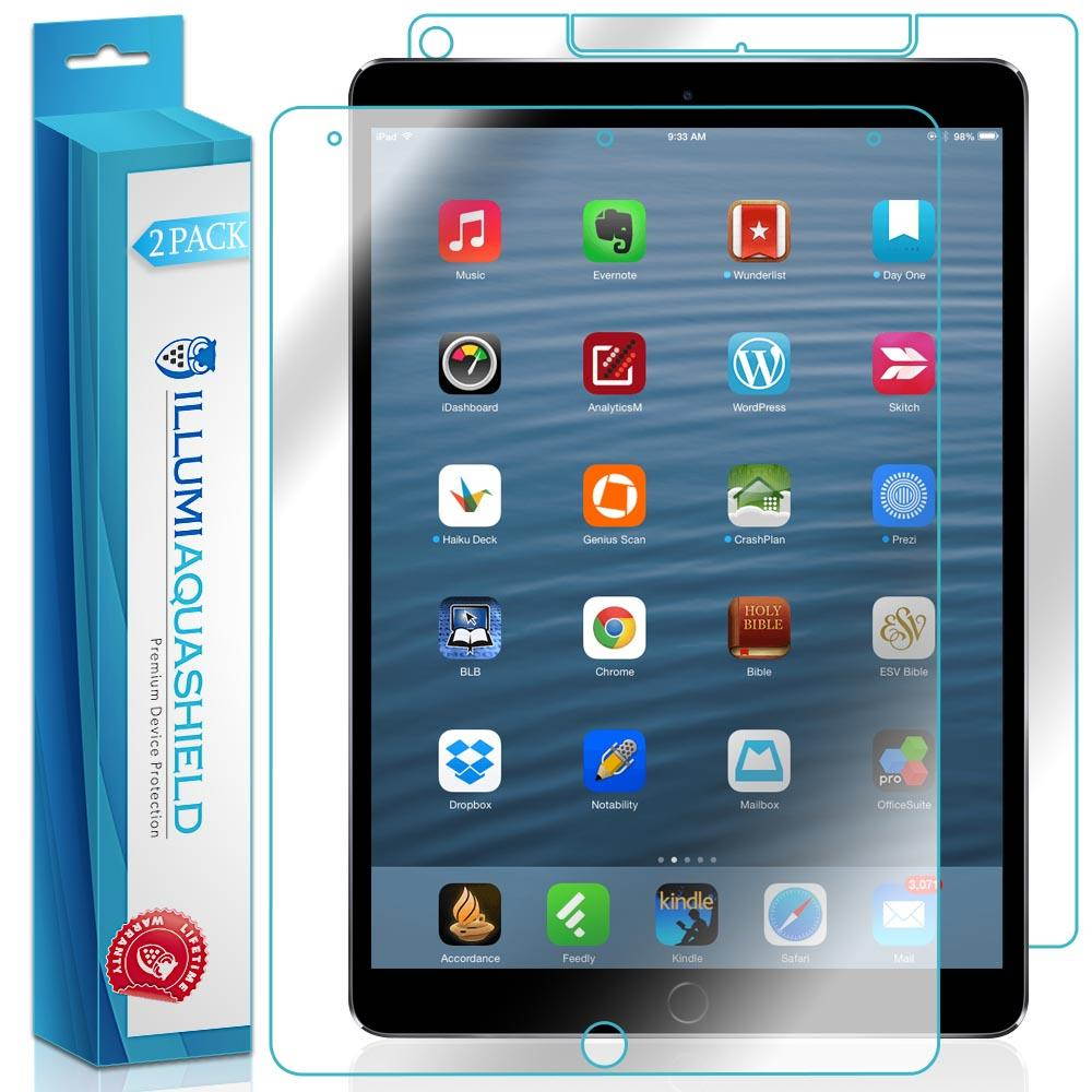 ILLUMI AquaShield Front + Back Protector Compatible with Apple iPad Pro 12.9 (2017)(2-Pack) HD Clear Screen Protector No-Bubble TPU Film