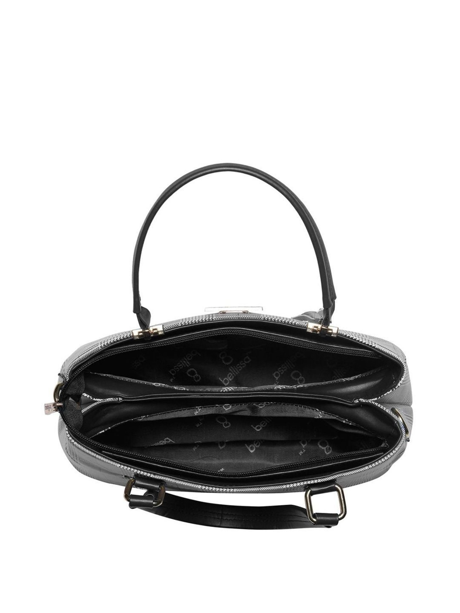 Bellissa Grey & Black Striped Medium Handbag