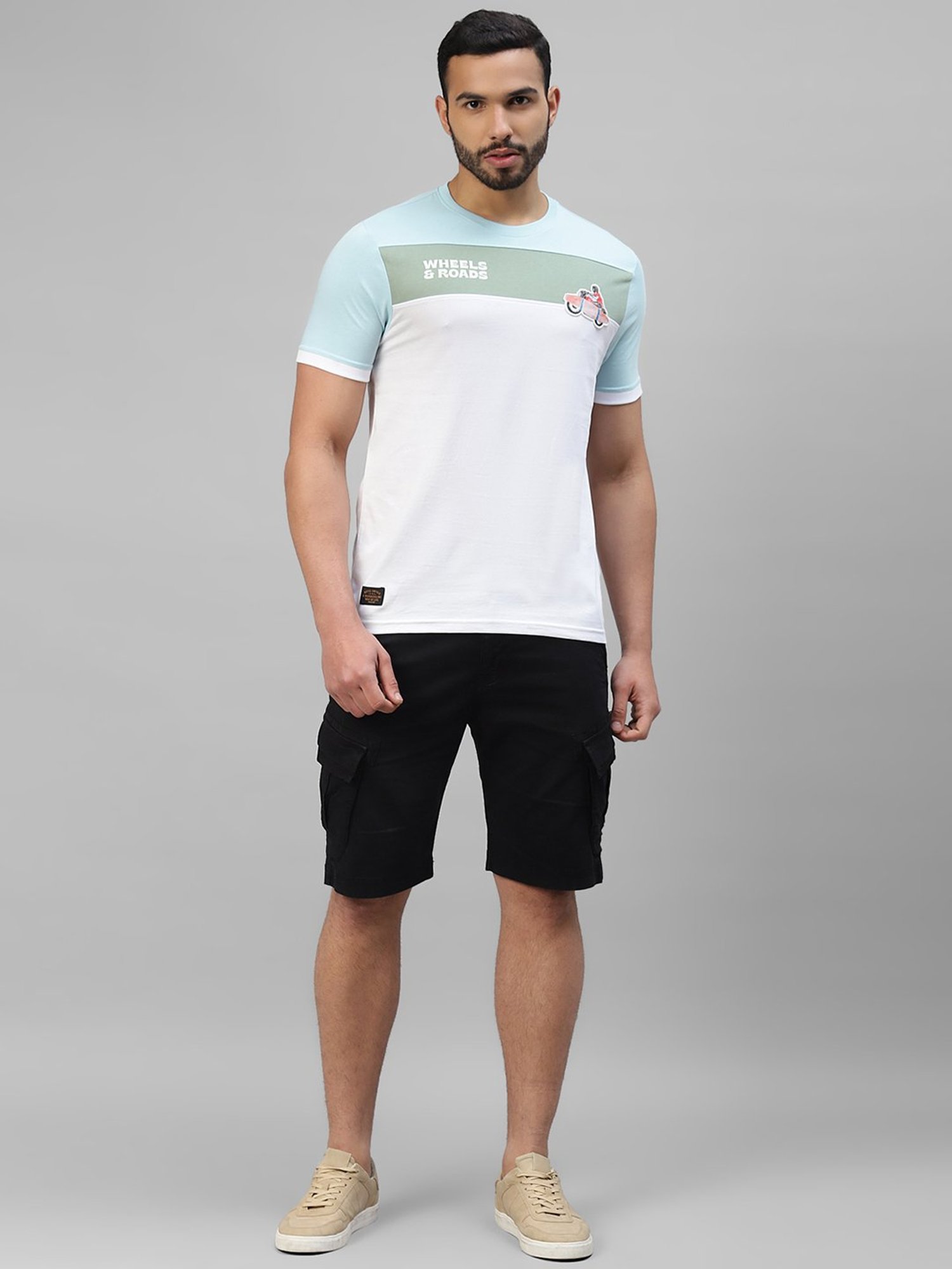 Royal Enfield White Regular Fit Surfer Cut & Sew T-Shirt