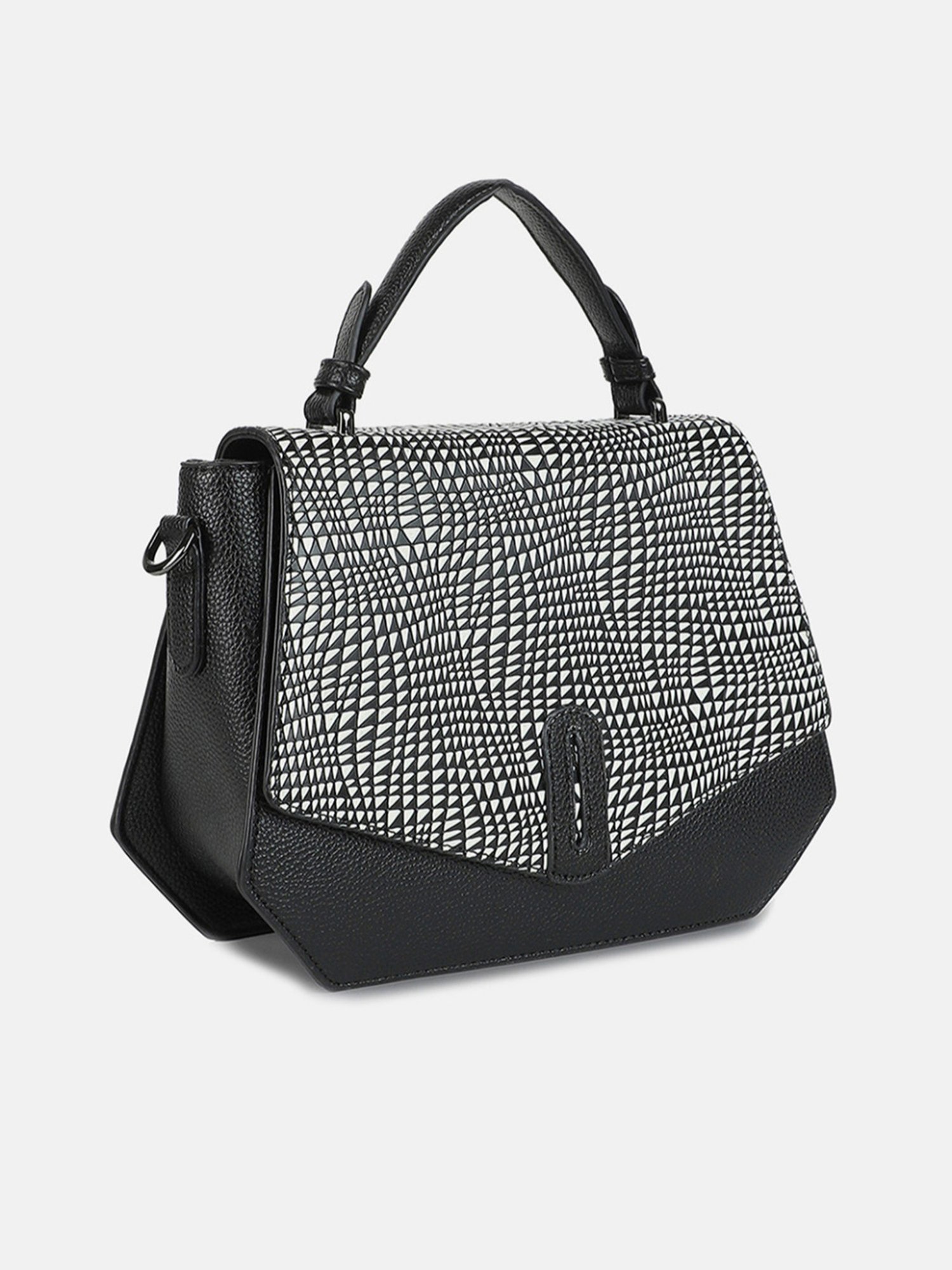 HauteSauce Black Textured Medium Handheld Handbag