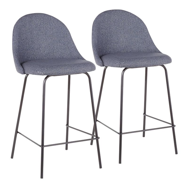 Set of 2 Lana Contemporary Counter Height Barstool Black/Blue - LumiSource