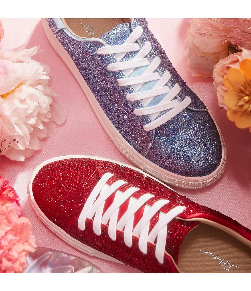 Blue by Betsey Johnson Sidny Rhinestone Embellished Platform Lace-Up Sneakers