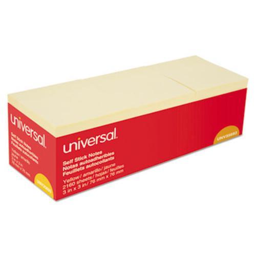 Universal Self-Stick Note Pads, 3" X 3", Yellow, 90-Sheet, 24/Pack 35693