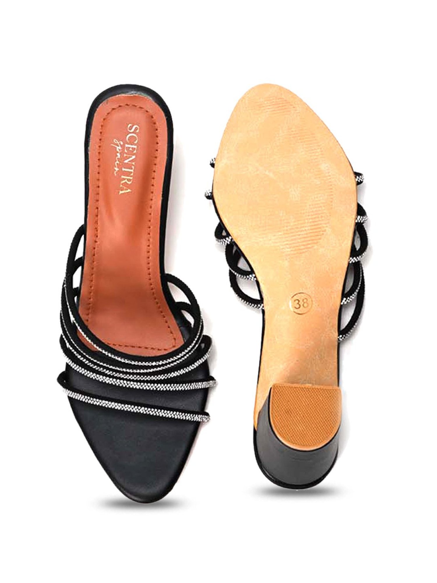 Scentra Women's Black Casual Sandals