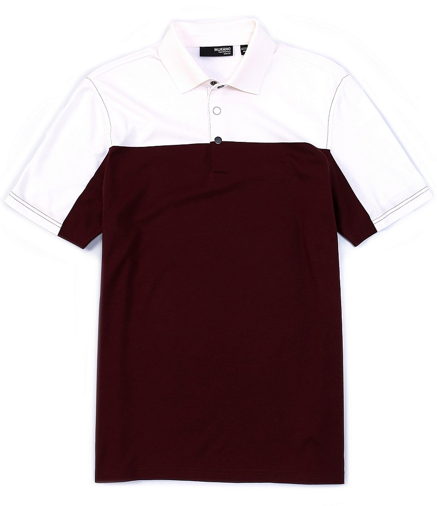 Murano Liquid Luxury Slim-Fit Color Block Short-Sleeve Polo Shirt