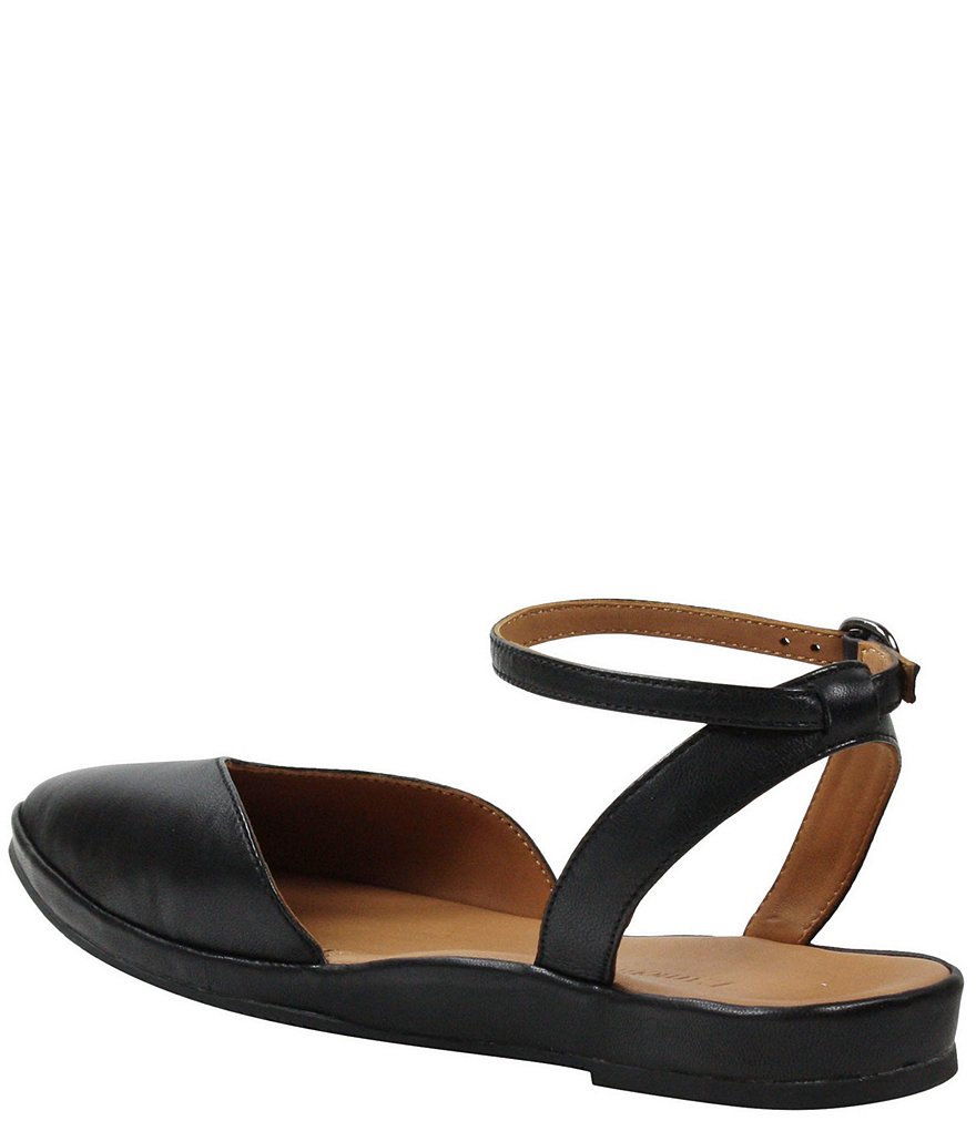L'Amour Des Pieds Moona Leather Ankle Strap Flats