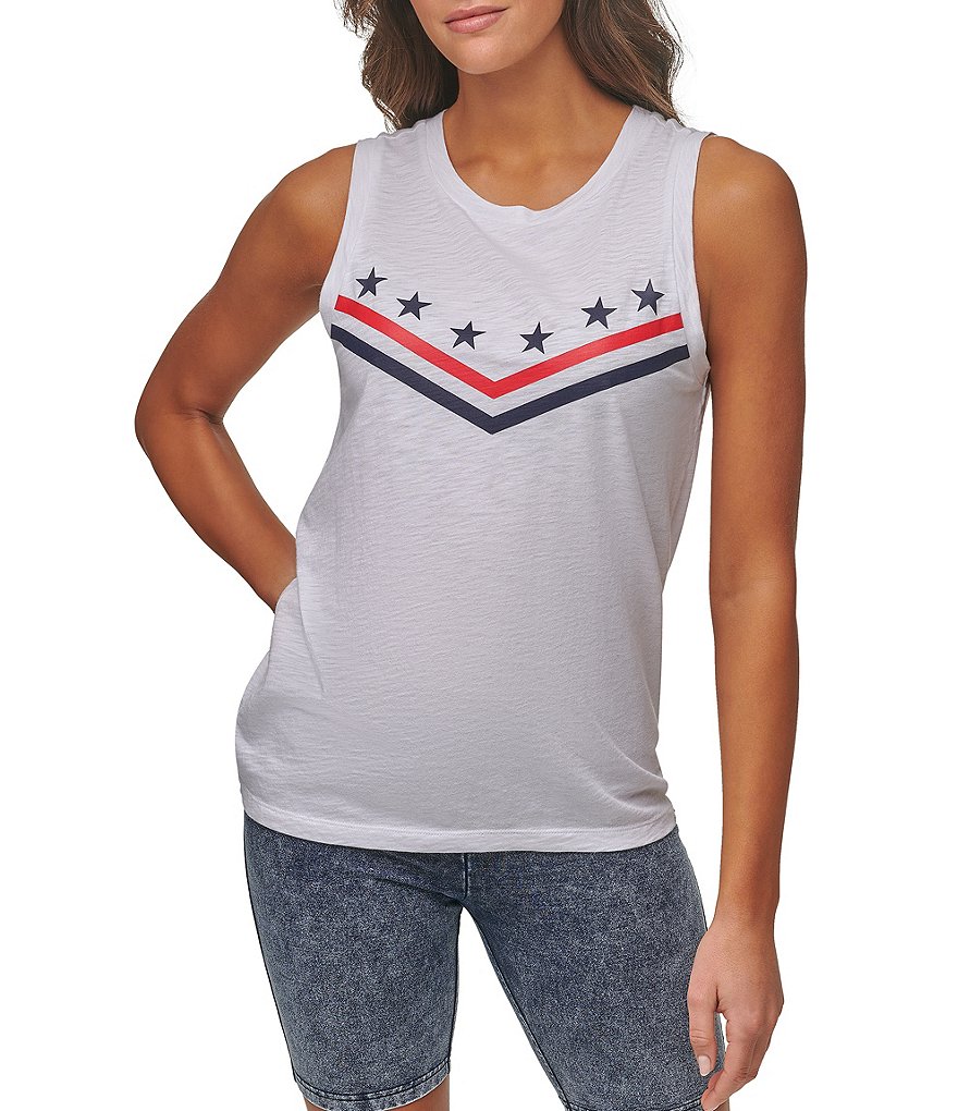 J.McLaughlin Durham Sleeveless Ruffle V-Neck Denim Blouse