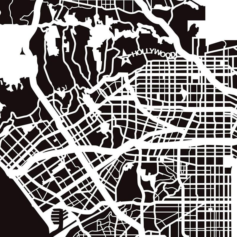 Los Angeles Paper Cut Map by O3 Design Studio White 12x12 inches Paper Art