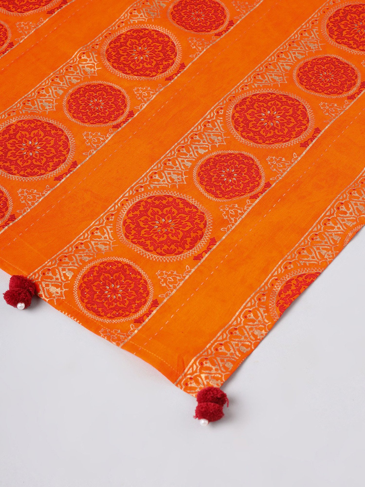 DECKEDUP Orange Printed Dupatta