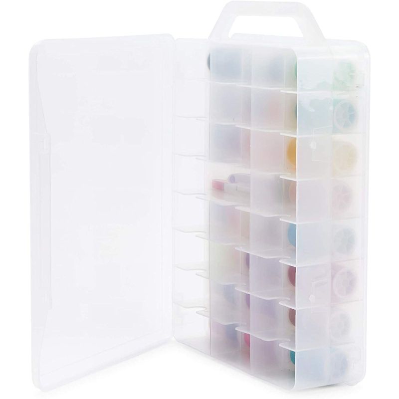 Bright Creations Clear Bobbins Case, Holds Up to 46 Sewing Thread Spools (14.35 x 10 x 3.25 in)