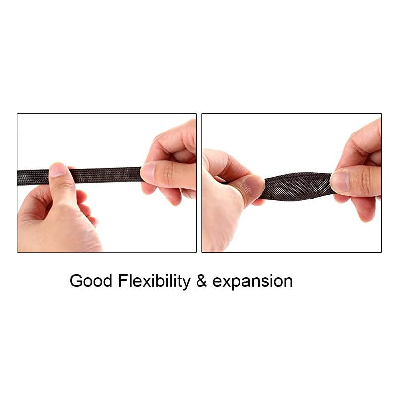 25ft 38 inch PET Expandable Braided Sleeving Black  braided cable sleeve