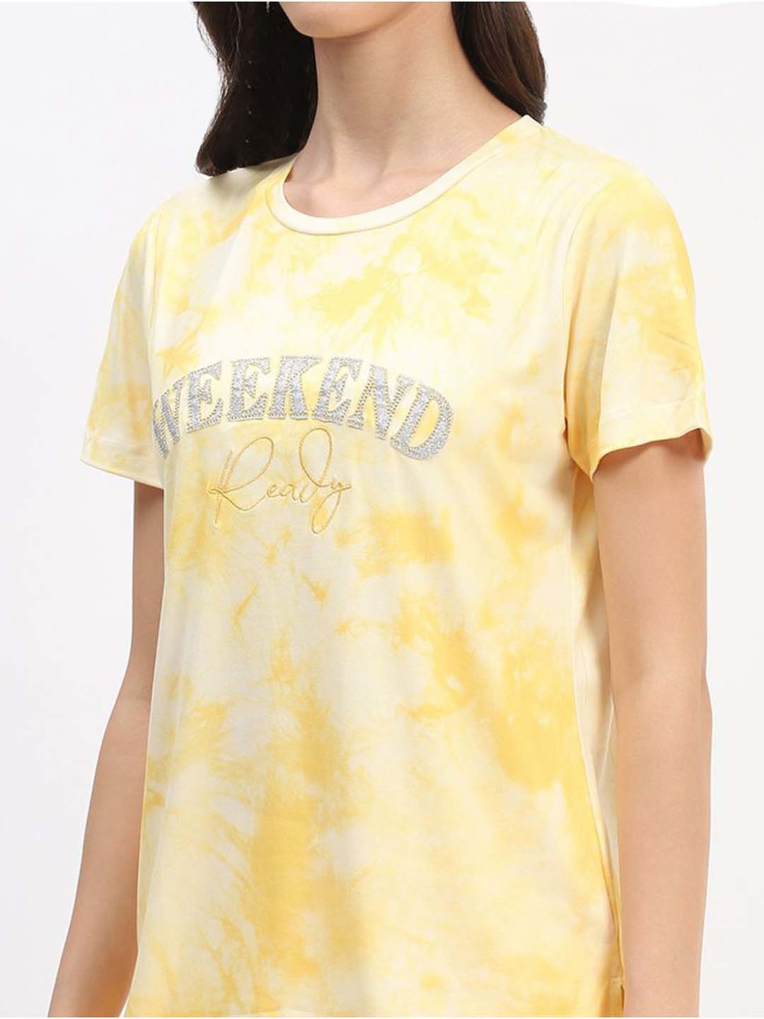 MADAME M Secret Yellow Printed T-Shirt Pyjamas Set