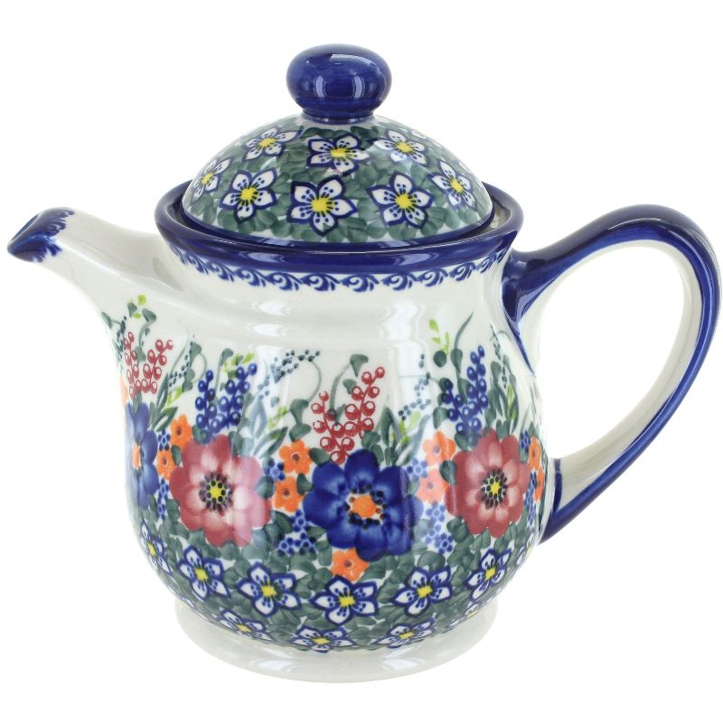 Blue Rose Polish Pottery Berry Bouquet Teapot