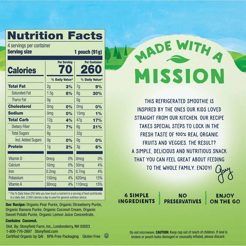 Stonyfield Fruit & Veg Strawberry Smash Kids' Yogurt - 4pk/3.2oz Pouches