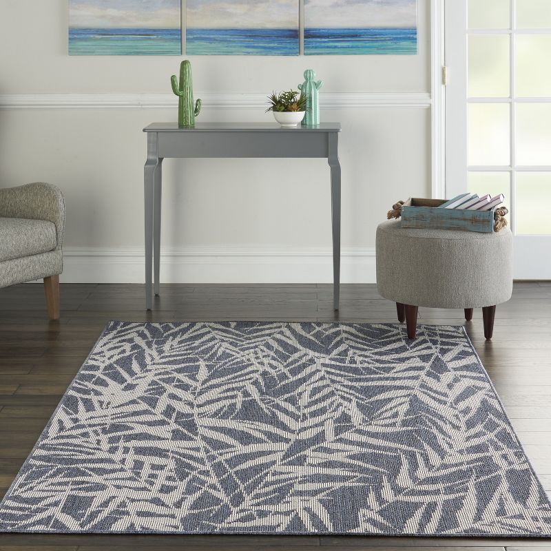 5'3"x7'3" Rectangle Indoor and Outdoor Leaf Area Rug Beige - Nourison