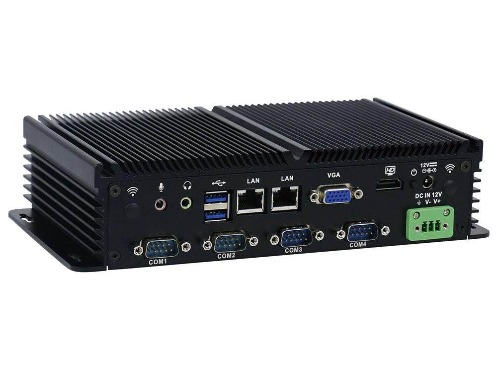Fanless Industrial PC Rugged Computer IPC Mini PC Windows 10 Pro/ Linux with Intel Quad Core J1900 6 COM Dual LAN 4G RAM 128G SSD Partaker I16