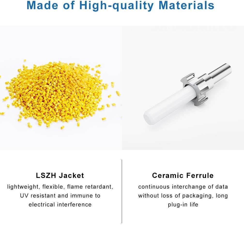 OS2 LC to LC Fiber Patch Cable - 10Gb/Gigabit Singlemode Jumper Duplex 9/125 PVC Fiber Optic Cord for SMF SFP Transceiver, Computer Fiber Networks and Fiber Test Equipment, 1 meters