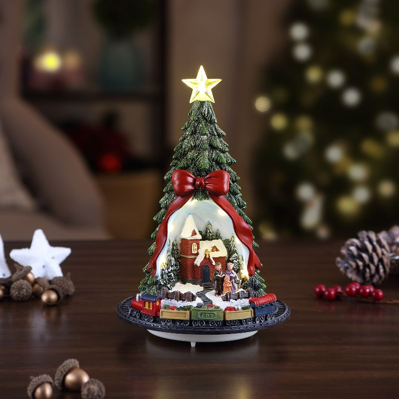 Mr. Christmas Musical Christmas Tree Decoration with Animated Village Scene - 9"