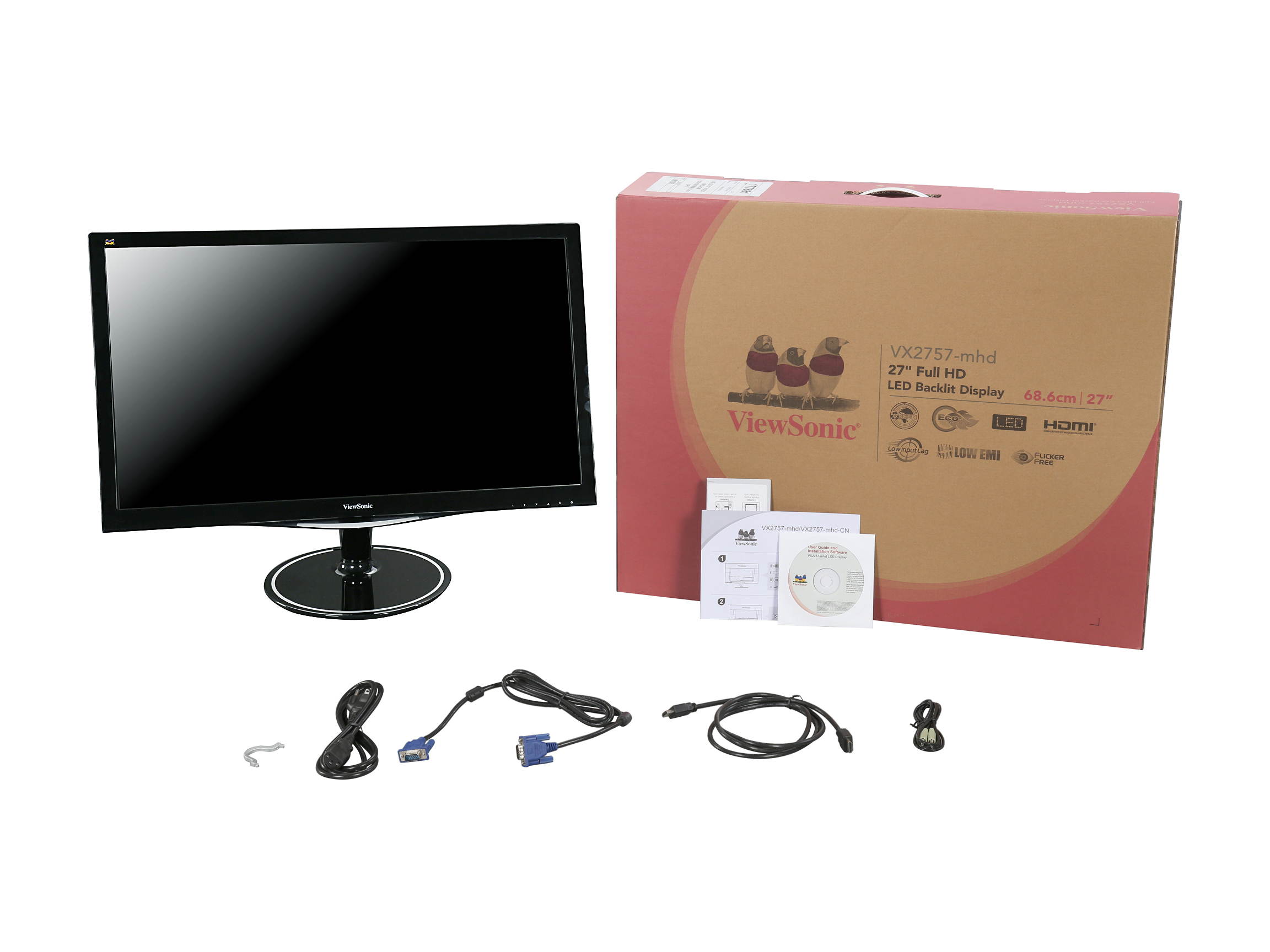 ViewSonic VX2757-MHD 27" Full HD 1920 x 1080 75Hz HDMI VGA DisplayPort AMD FreeSync Built-in Speakers Anti-Glare Backlit LED Gaming Monitor