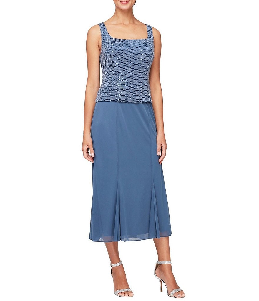 Jkara Petite Size V-Neck 3/4 Sleeve Beaded Bodice Gown