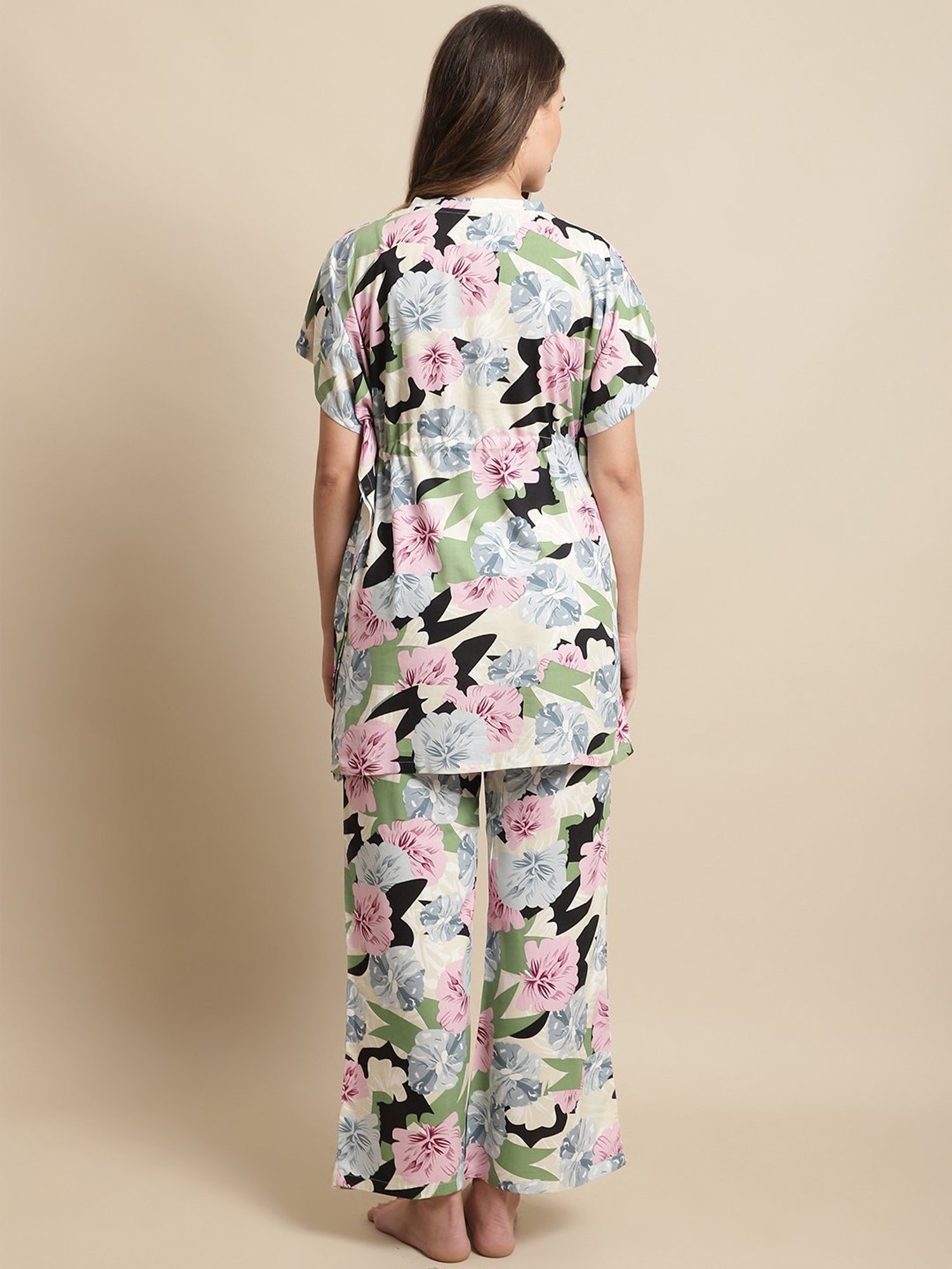 Kanvin Off-White Printed Kaftan Palazzo Set