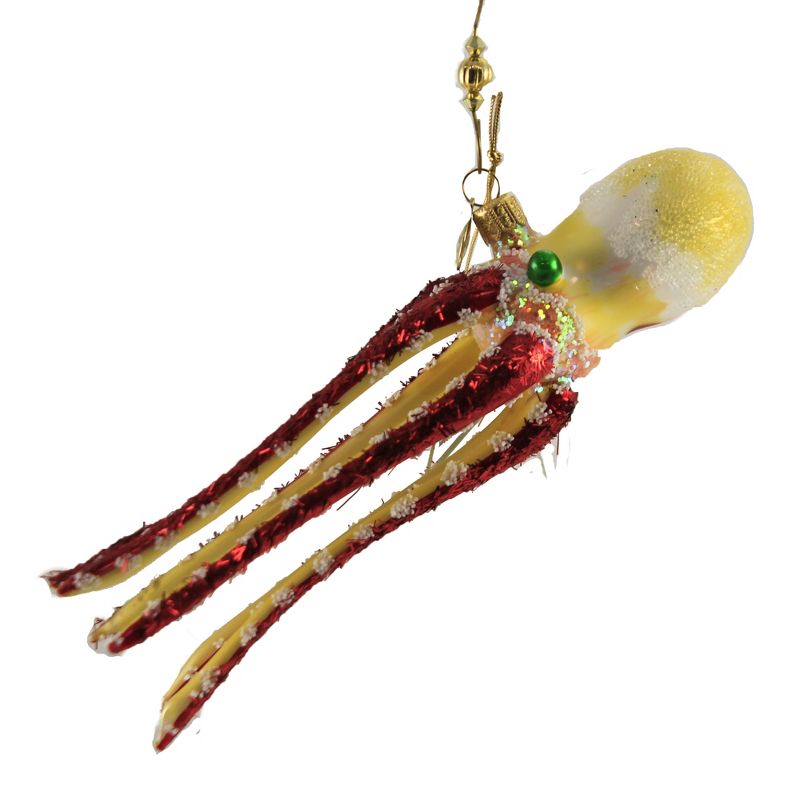 Morawski 2.0" Yellow Red And White Octopus Ornament Sea Creature Ocean  -  Tree Ornaments