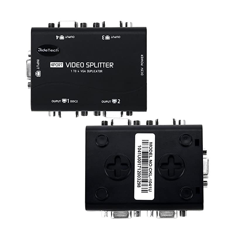 Splitter 4 Port 1 in 4 Out USB Powered Support 1920X1400 Resolution 250MHz Bandwidth for Screen Duplication