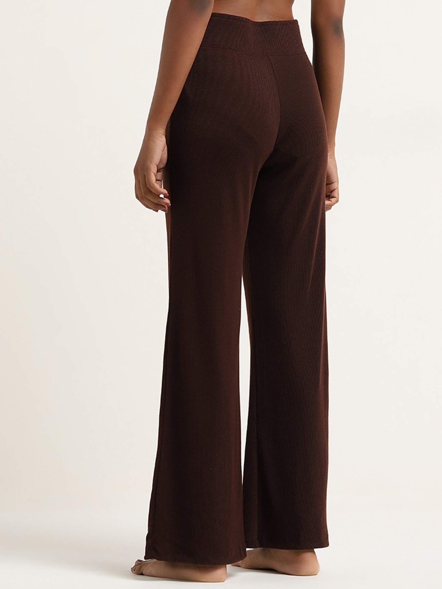 Superstar by Westside Dark Brown Knitted Mid-Rise Pants