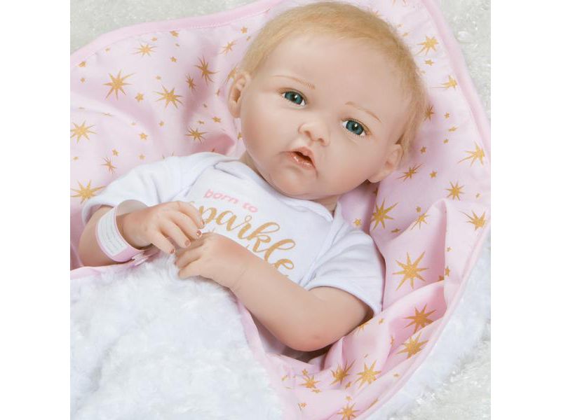 Paradise Galleries Reborn Baby Doll in Silicone-like Vinyl, 19 inch Newborn Girl Baby Bundles: Born To Sparkle, 7-Piece Ensemble