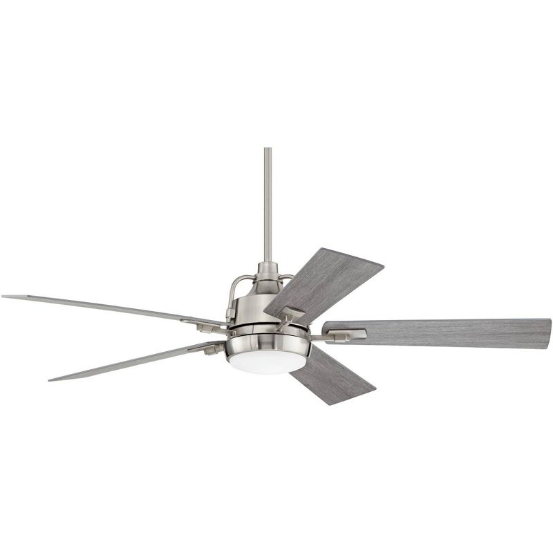 60" Casa Vieja Farmhouse Ceiling Fan with Light LED Dimmable Remote Brushed Nickel Gray Oak for Living Room Kitchen Bedroom Family