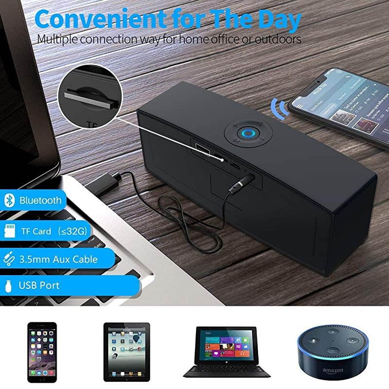 Bluetooth SpeakersDualDriver Wireless Speaker with Surround Stereo Sound and More Bassfor iPhone and Samsung Android Black
