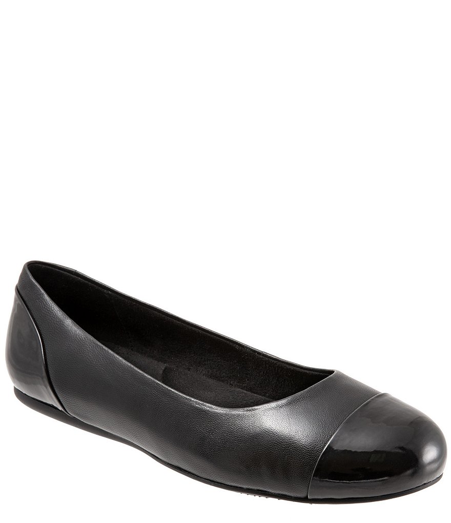 SoftWalk Sonoma Leather Cap Toe Ballerina Slip On Flats