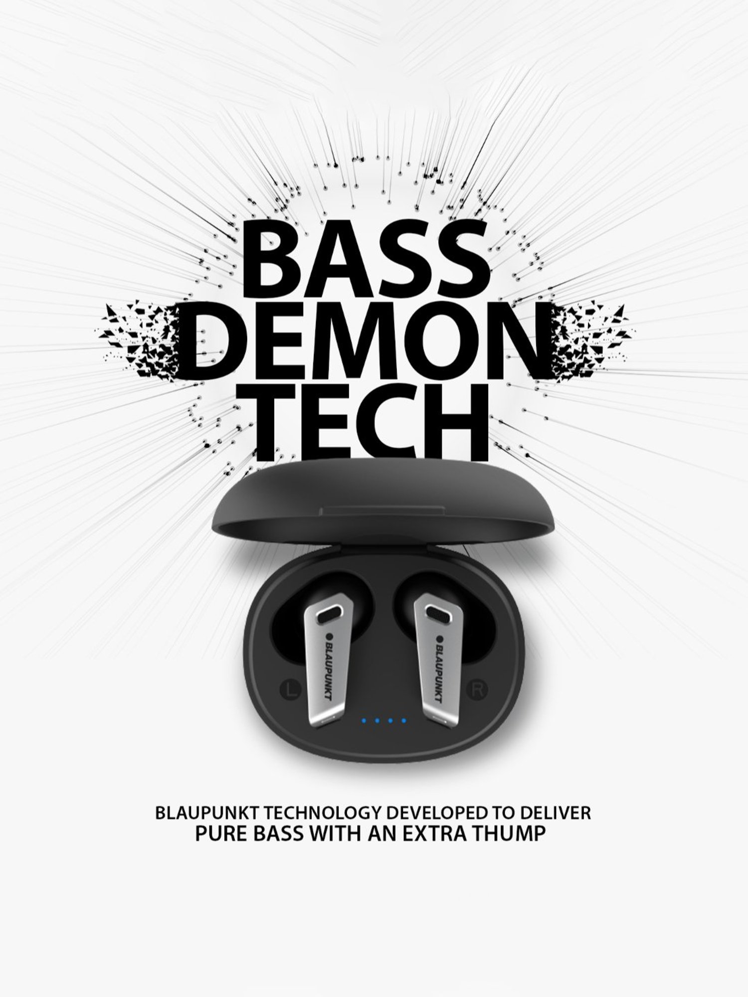 Blaupunkt BTW300 Bass Buds Bluetooth Wireless Earbuds with 40 hrs Playtime (Black)