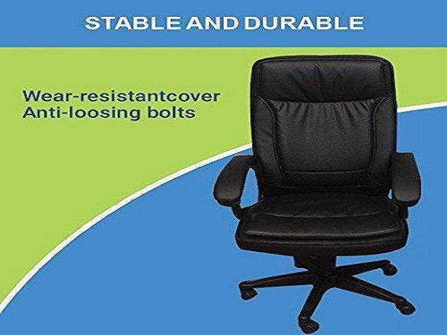 Adjustable Height Chelsea Executive Office Chair with Black Fiber Base, Tilt Lock / Tension, Highly Resilient Foam Padded Armrests, Black Fiber Base, Comfortable Swivel for Computer Desk - BLACK COLOR