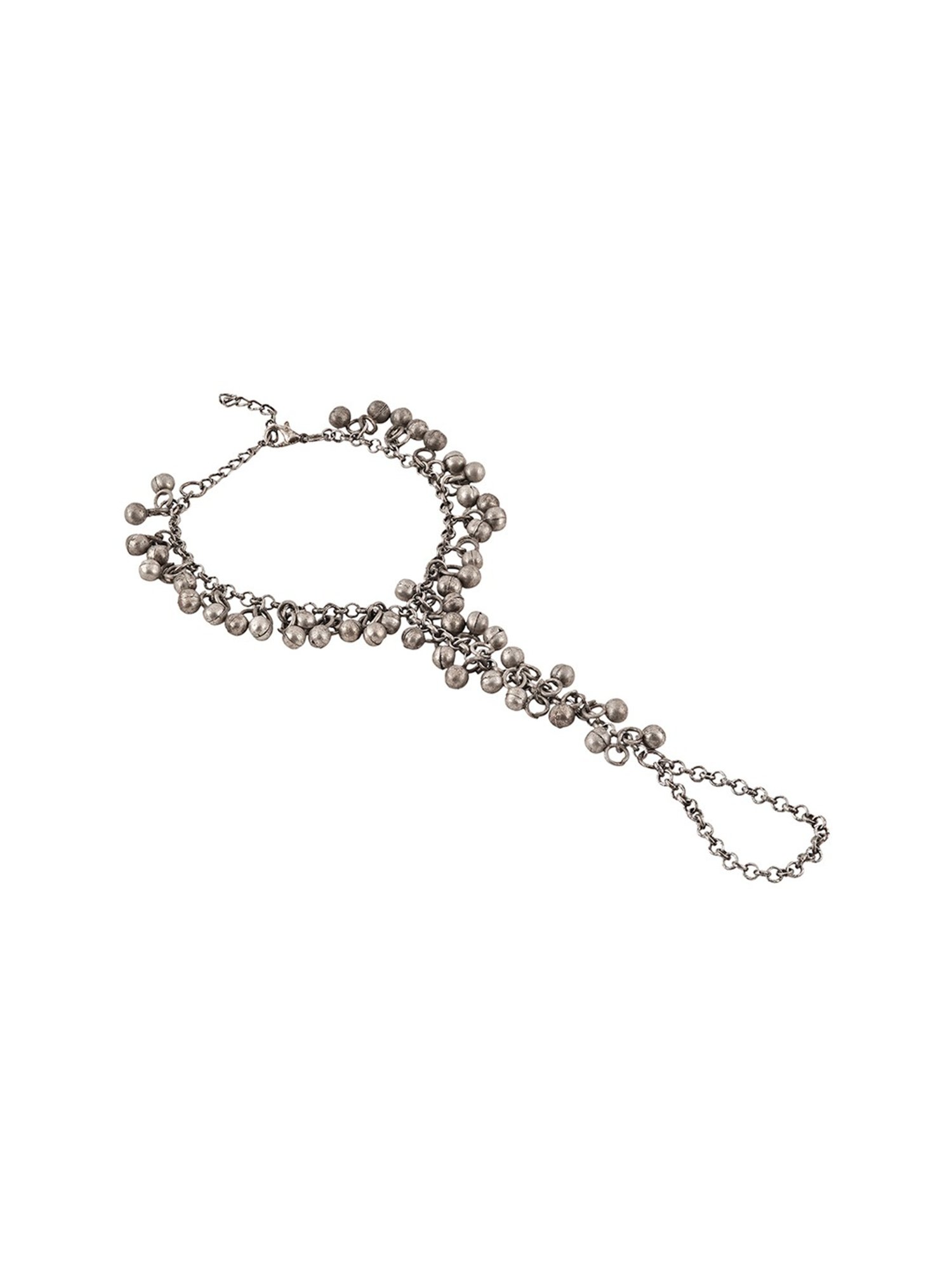 Teejh Maitreyi Ghungroo Silver Hand Harness Bracelet for Women