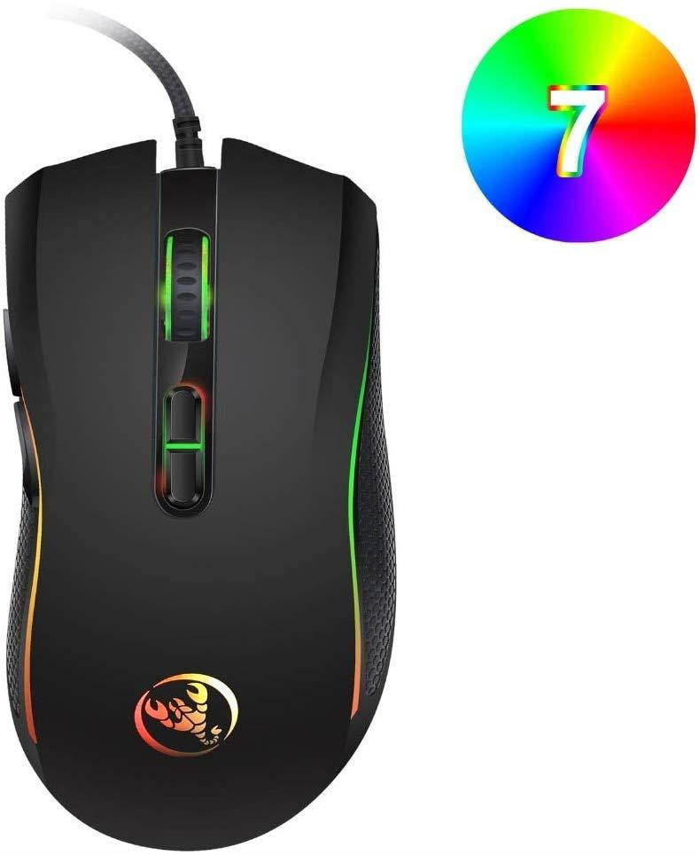 EVESKY YOUKITTY Hxsj 3200Dpi 7 Buttons 7 Colors Led Optical USB Wired Mouse Gamer Mice Computer Mause Mouse Gaming Mouse for Pro Gamer