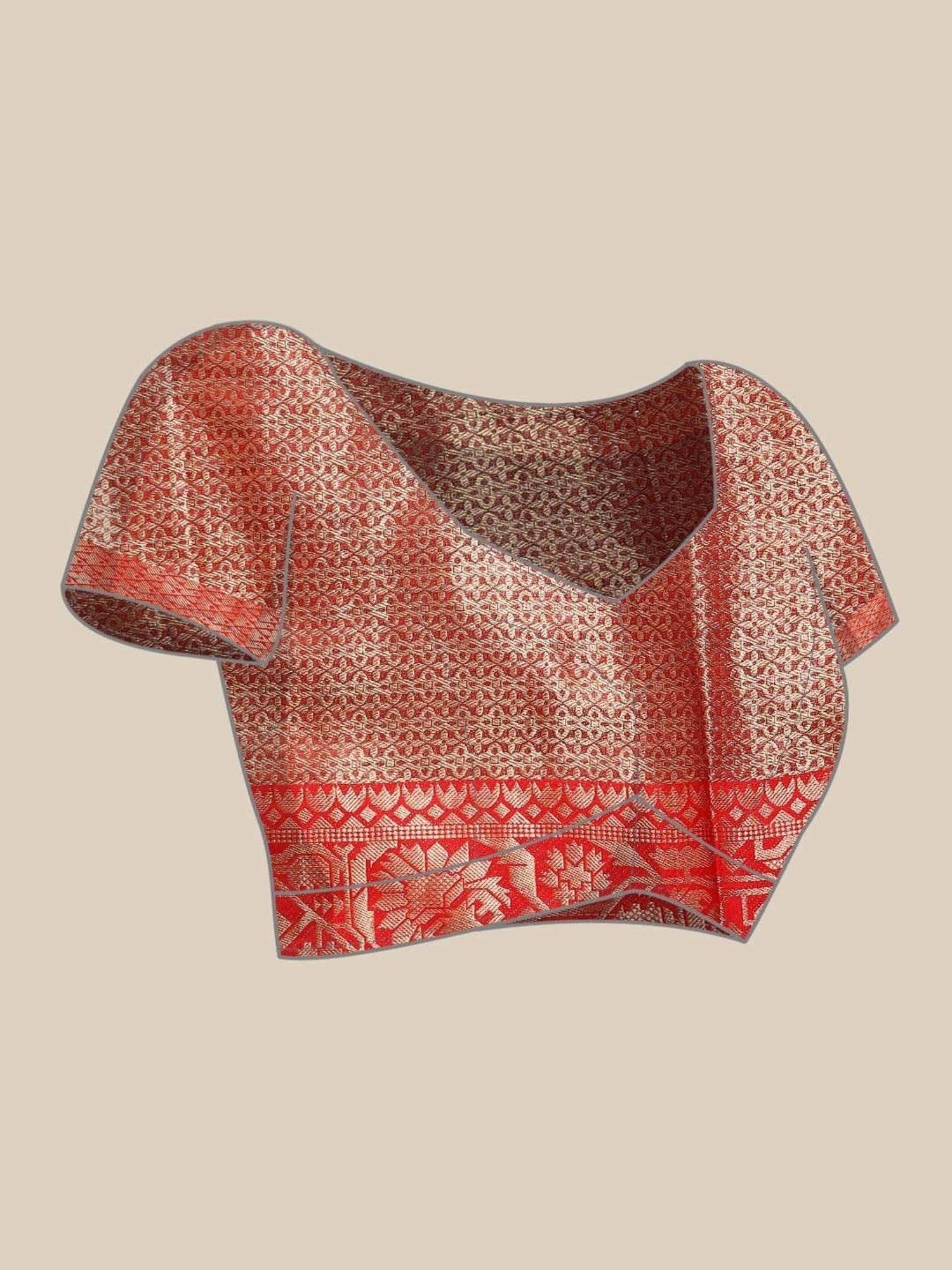 Silk Land Grey & Red Woven Saree With Unstitched Blouse