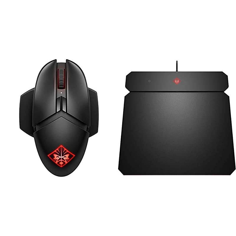 Omen by  Photon Wireless Gaming Mouse Black with Omen by  Outpost Gaming Mouse PadBlack